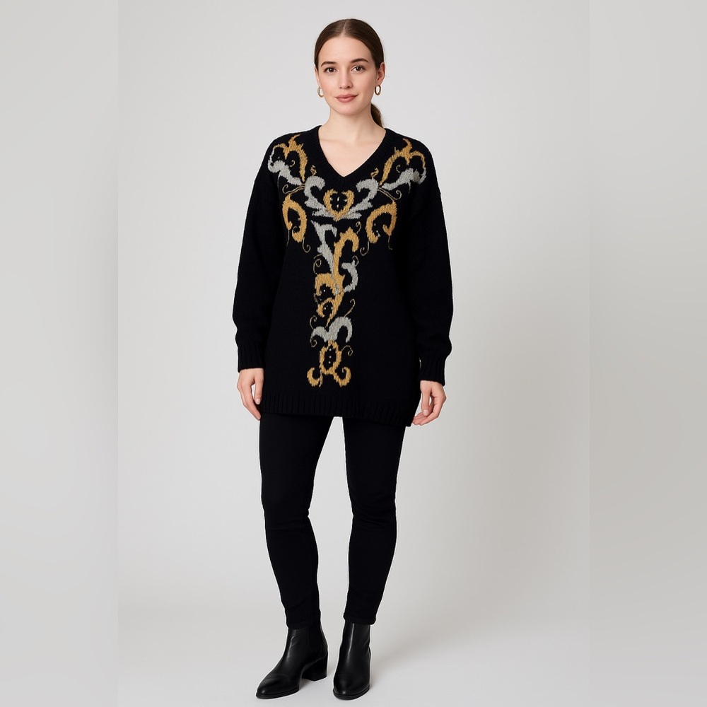 Vintage Silver and Gold Metallic Design Sweater - Jaclyn Smith